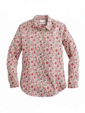 J.Crew Liberty Floral Shirt Slim Fit Red Pink Cotton Button Down NWT